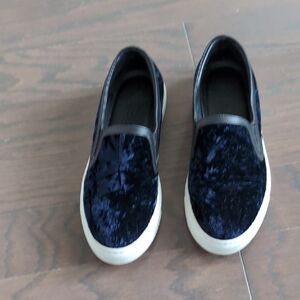 M Gemi Navy Crushed Velvet Slip On Sneaker Size 38